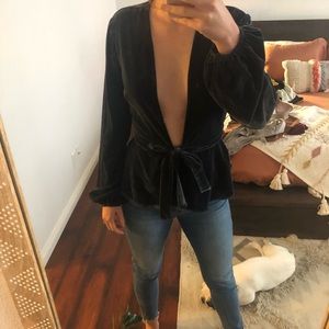 Majorelle Velvet Peplum Top